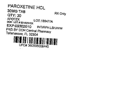 30mg Label (Paroxetine HCl 30mg(apotex))